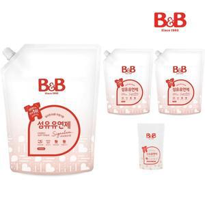 [비앤비]유아 섬유유연제 자스민&로즈 1500ml 리필 3입+증정품 800ml 1입