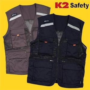 K2 세이프티 봄 가을 여름 남자 작업 조끼 근무 회사 단체 근무복 메쉬 망사 주머니 작업복 작업용 반사