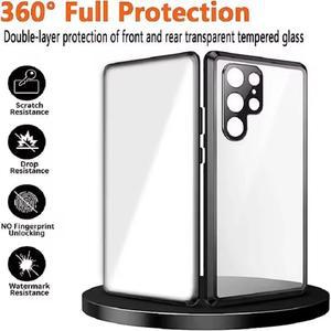360 완전 보호 금속 마그네틱 양면 유리 휴대폰 케이스, 갤럭시 S24 S22 S23 울트라 플러스 S20 S21 FE 커버