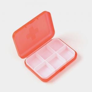 알약 여행 사각 보관 비타민 알약케이스 약 케이스 레드 휴대약통 휴대 6칸 메이컬 함 용 약통