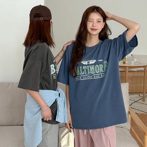 [제작] 볼티모어 루즈핏 나염 피그먼트 반팔 티셔츠 80924 빅사이즈여성의류