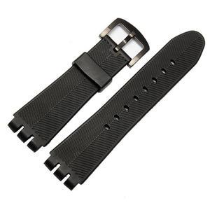 스와치 시계 전용 실리콘 고무 23MM 블랙 스트랩 YOS440 449 401G 447 448 아이러니 스포츠 방수 팔찌