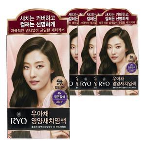 려 우아채 멋내기 새치 크림 염색약 4N 짙은갈색 4개