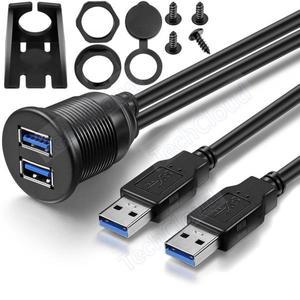 듀얼 포트 USB 3.0 패널 플러시 마운트 연장 케이블 자동차 트럭 보트 오토바이 대시보드 1m/2m