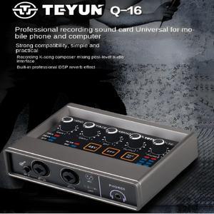 TEYU Q-16 오디오 인터페이스 사운드 카드 16 비트/48KHz 변환기 일렉트릭 기타 라이브 녹음 전문 스튜디오