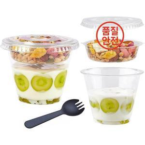 일회용 9온스 투명 플라스틱 요구르트 파르페 컵(뚜껑 포함) 아침 식사 과일 야채 및 딥용 시리얼 컵 일회