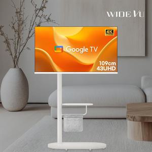 와이드무빙뷰 화이트에디션 43인치 4K UHD 이동식 스마트 TV 타원형 삼탠바이미 셋트