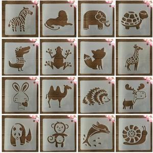 벽화 도안 스텐실 동물원 호랑이 코끼리 스타일 장식 스크랩북 그림 DIY 색소 템플릿