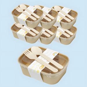 뉴커먼 크라프트 일회용 도시락 용기 세트 수저 포크 종이 피크닉 소풍 나들이 뚜껑 내열 사각
