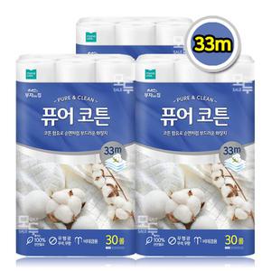 모나리자 부자되는집 퓨어 코튼 3겹 데코 33M 30롤x3팩 /화장지 두루마리 휴지