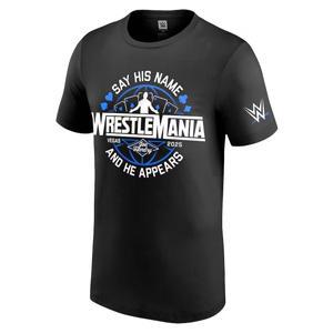 WWE 조 헨드리 레슬링맨시아 41 로고 프린트 티셔츠 블랙 남성용