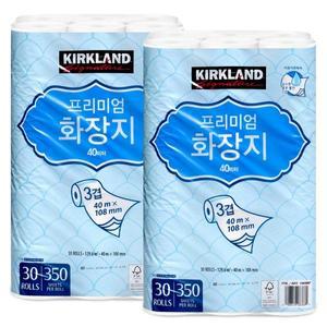 [기타]커클랜드 프리미엄 3겹 화장지 40m 30롤 2팩 (60롤)
