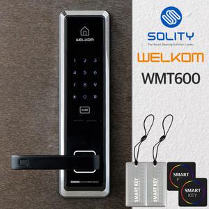솔리티 웰콤 WMT600 주키형도어락 / 디지털 스마트 현관문도어락 손잡이일체형 번호키 / 카드키4장