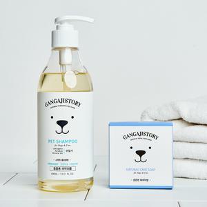 [샴푸+비누세트] 강아지스토리 강아지샴푸 400ml 저자극 애견비누 파우더향