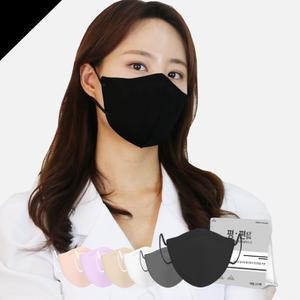 라이트핏 KF94 컬러 새부리형 마스크 대형 블랙 귀편한 50매