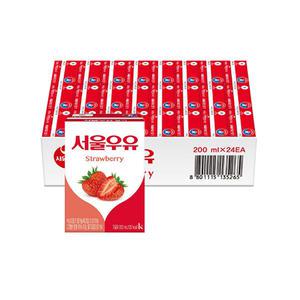 서울우유 멸균우유 딸기 200ml x 24팩