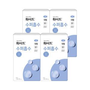여성 화이트 생리대 수퍼 습수 대형 32개x4팩A