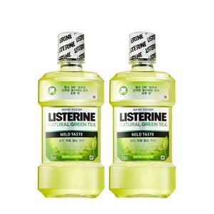 리스테린 750ml x 2개 내추럴 그린티 마일드 대용량 가그린 가글 구강청결제 불소