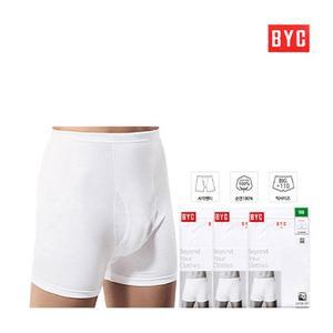 BYC 순면 백색 남자 사각팬티 3매
