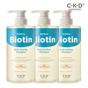 [X3]CKD 아미노비오틴 두피각질샴푸 750ml 3개 / 탈모 증상 완화 기능성 + 쿨링감 케어
