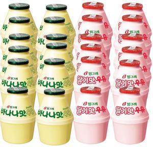 빙그레 바나나우유 240ml 24입 혼합 (바나나맛12입+딸기맛12입)