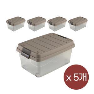 리빙박스 적층형 바퀴달린 다용도 수납함 브라운 5P 대용량 35L