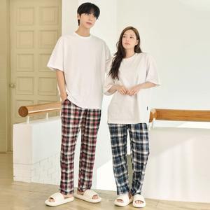 벌스 잠옷바지 피치기모 커플파자마 남녀공용 체크 홈웨어 3colors