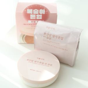[선쿠션 Best] 본품+리필 기획1세트, 식물나라 뽀얀쌀 생기 톤업 선 쿠션 SPF50+ PA++++ (뽀얀 화이트 / 생기 피치)
