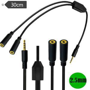금4 극 2.5mm 수 듀얼 암 Y 스플리터 오디오 마이크 연장 케이블, 백업 카메라