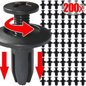 50/200pcs 검은 플라스틱 확장 리벳 패스너 나사 8mm 자동차 범퍼 펜더 푸시 핀 클립