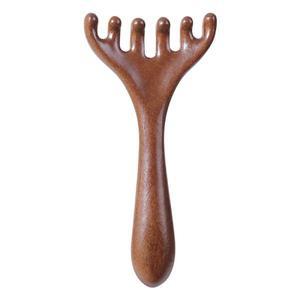 Alwafore 천연 백단 마사지 빗 여섯 발톱 머리 경혈 Gua Sha 도구 목 얼굴 리프팅 긁는
