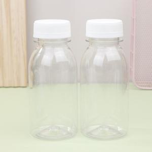 투명 플라스틱 주스병 PET 우유 음료수 뚜껑 포함 휴대용 빈 200ml 6 개