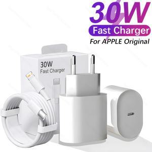 100w 충전기애플 아이폰용  30W 고속 충전기, 14, 13, 12, 11 프로 맥스, USB-C X, 7, 8 플러스, 케이블