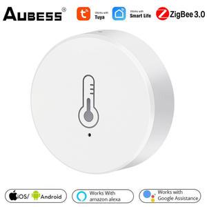 Aubess Zigbee 스마트 온도 습도 센서 배터리 전원 실내 실외 습도계 온도계 감지기 홈 보안 Alexa