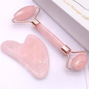 로즈 쿼츠 파우더 크리스탈 옥 롤러 마사지 스파 핑크 페이스 괄사 천연석 괄사뷰티 도구 페이셜 리프트 업