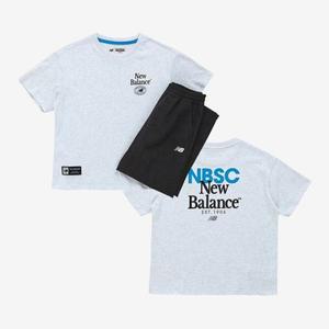 [뉴발란스]키즈트레이닝세트 UQS NK9YFB206U-AA ESSENTIAL 로고 포인트 8부 바지 셋업