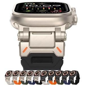 Apple Watch 9 용 TPU 스포츠 스트랩 45mm Ultra 2 49MM 8 SE 7 6 4 5 3 티타늄 컬러 실리콘 시계 밴드