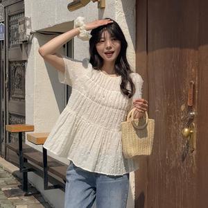 [제작] 모릴디 도트 스모킹 블라우스 81300 빅사이즈 여성의류