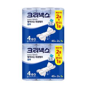 크리넥스 스카트 프레쉬블루 행주타올 45매 3롤x2팩