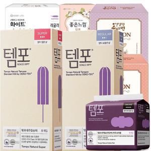 동아제약 템포모음 탐폰 생리대 10팩 구성/레귤러/슈퍼/중형/대형/체내형 생리대