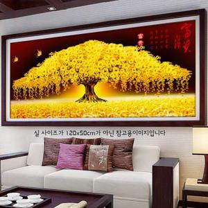 보석자수나라 대형 보석십자수 비즈큐빅 자수 황금금전수돈나무 120x50cm