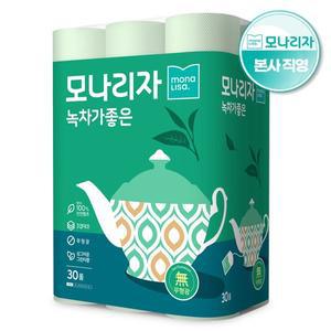 [모나리자] 녹차가좋은 30m30롤 1팩 천연펄프 화장지 보성 유기농 녹차성분 함유