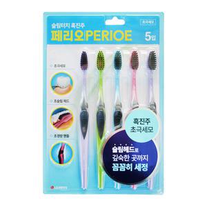 엘지 페리오 칫솔 슬림터치 흑진주모 초극세모 5입 1개