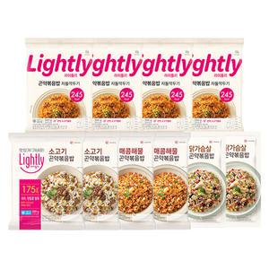 라이틀리 곤약볶음밥 200g x 10개/차돌깍두기4+매콤해물2+소고기2+닭가슴살2