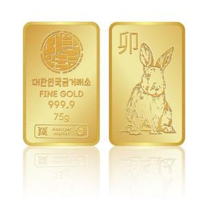 갤러리아 대한민국금거래소 2023 계묘년 토끼 골드바 75g_고급케이스