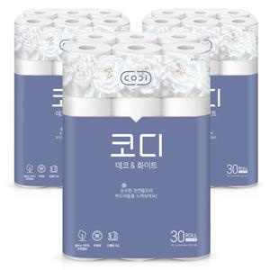 코디 천연펄프 데코앤화이트 3겹 30m 30롤 3팩
