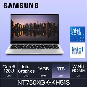 HMC / 삼성전자 갤럭시북4 / NT750XGK-KH51S (D4 RAM 16GB / NVMe 1TB / WIN11H) /코어5-120U