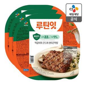 [CJ제일제당][본사배송][냉동] 루틴잇 고단백저당도시락 떡갈비 387g X 3개