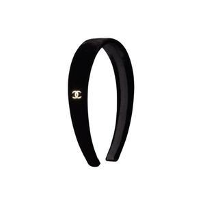 (W) 샤넬 헤어밴드 벨벳  블랙 (W) Chanel Headband Velvet  Black