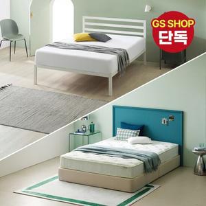 [지누스침대][SS] 1500H 화이트 침대SET / 그린티 에어 하이브리드 25cm 침대 세트 프레임 슈퍼싱글